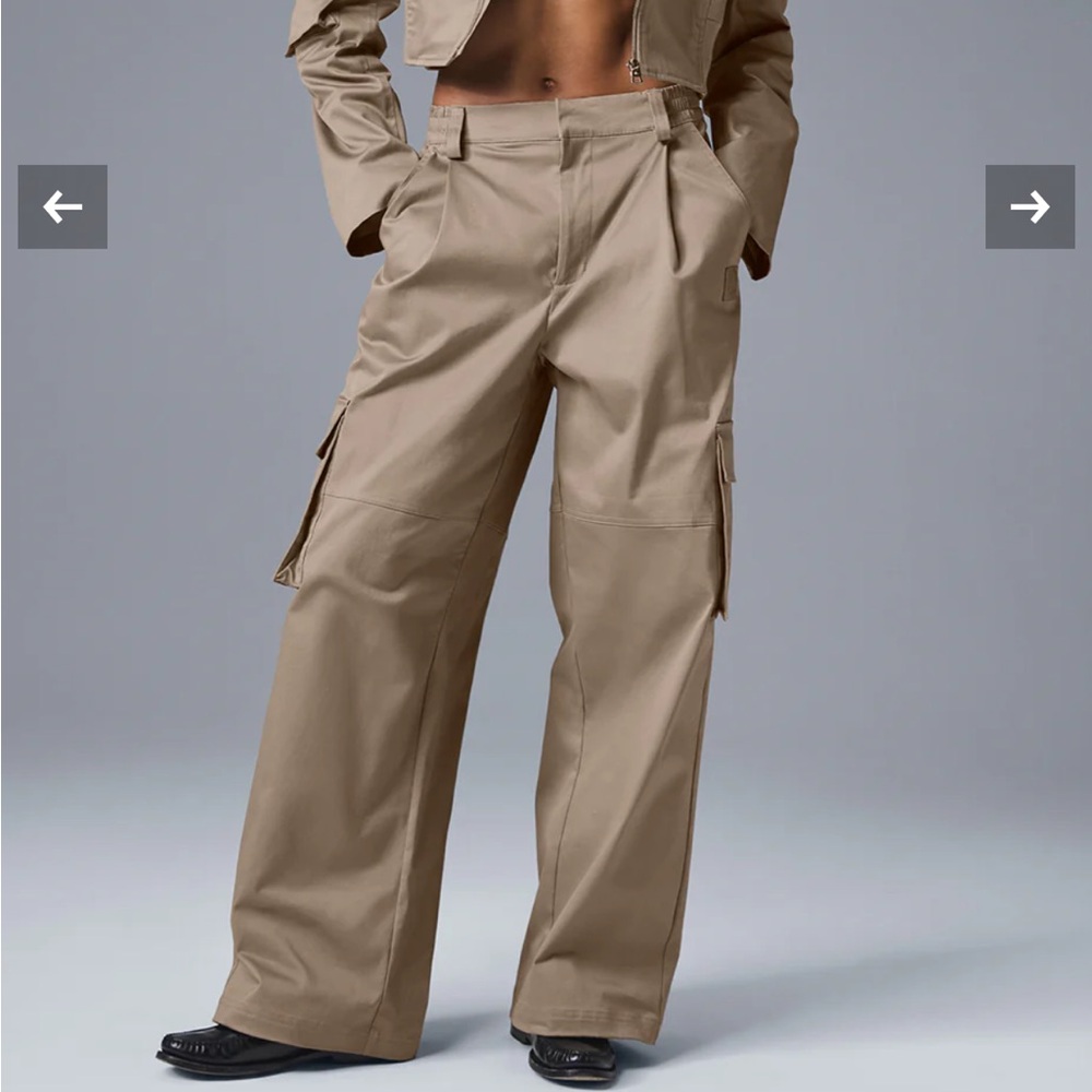 ALO Yoga high waisted night out cargo trousers in gravel